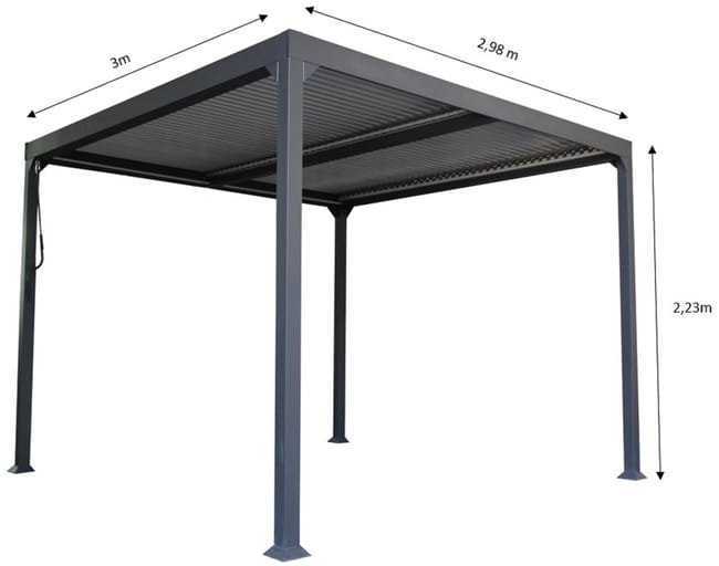 Pérgola bioclimática alumínio 3×2,98m antracite First I