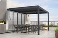 Pérgola encostada impermeável Garden em estrutura de alumínio Cinza antracito, L 395 x P 300 x H 223 cm com lamas orientáveis a 110° – SANTA