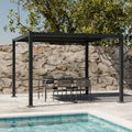 3x3m pérgola com persiana, alumínio e aço com lâminas ajustáveis, Palace 3x3m, Antracite, 292x292x231 cm