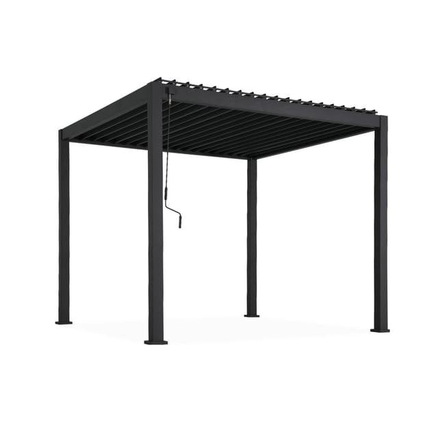 3x3m pérgola bioclimática de alumínio com lâminas ajustáveis, Triomphe 3x3m, Antracite, 301x301x250 cm