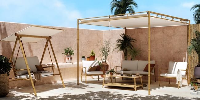 Pérgola de metal NATERIAL BAMBOO EFECT 293X293CM