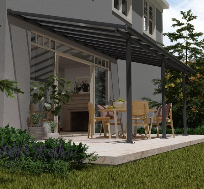 Pérgola cobertura de terraço de alumínio 619×294 cm cinza