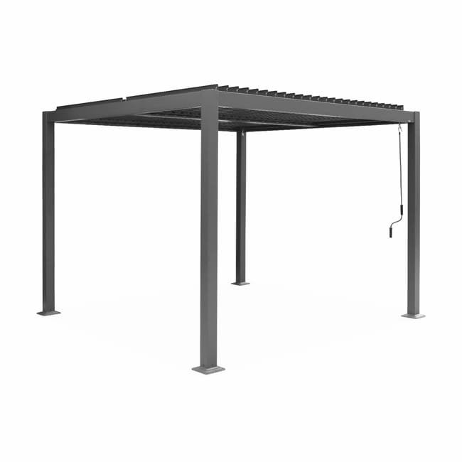 3x3m pérgola com persiana, alumínio e aço com lâminas ajustáveis, Palace 3x3m, Antracite, 292x292x231 cm