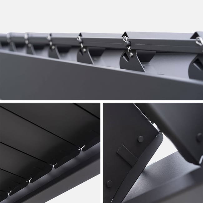 3x3m pérgola bioclimática de alumínio com lâminas ajustáveis, Triomphe 3x3m, Antracite, 301x301x250 cm