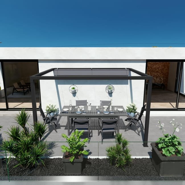 Pérgola de alumínio NATERIAL MANEA FIXA 350X260CM CINZA ESCURA