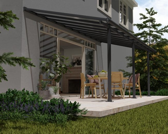 Pérgola cobertura de terraço de alumínio 619×294 cm cinza