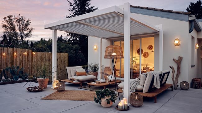 Pérgola de alumínio NATERIAL PERSEA BRANCO 3,2X3,6M