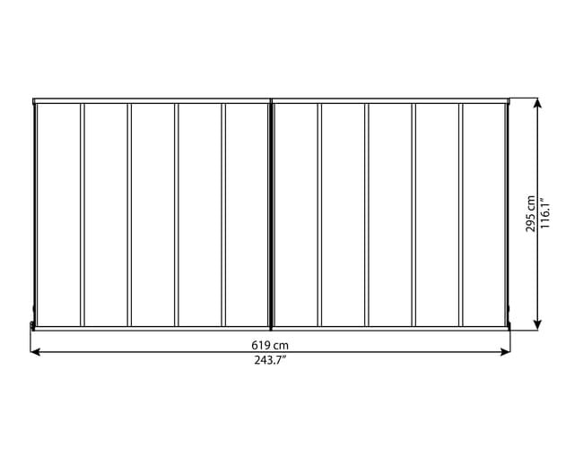 Pérgola cobertura de terraço de alumínio 619×294 cm cinza