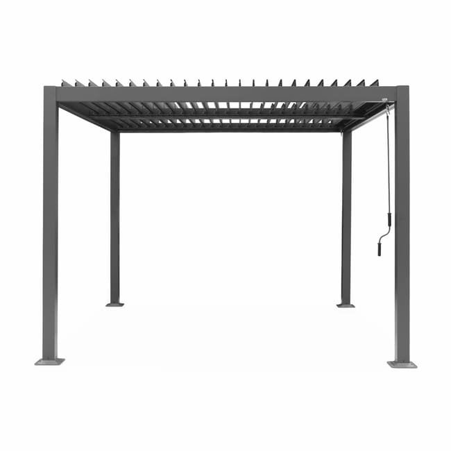 3x3m pérgola com persiana, alumínio e aço com lâminas ajustáveis, Palace 3x3m, Antracite, 292x292x231 cm