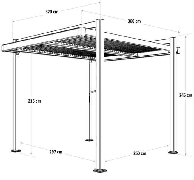 Pérgola de alumínio NATERIAL PERSEA ANTRACITE 3,2X3,6M