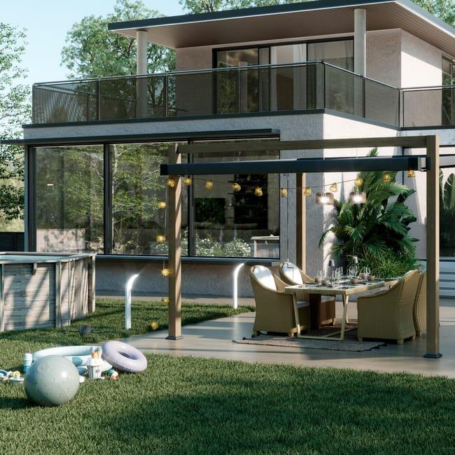 Pérgola de alumínio NATERIAL ODYSSEA 3,6X3,2M EFEITO MADEIRA