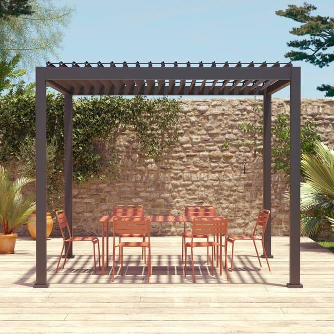 3x3m pérgola bioclimática de alumínio com lâminas ajustáveis, Triomphe 3x3m, Antracite, 301x301x250 cm