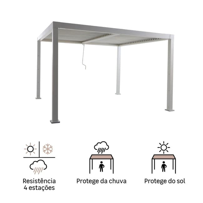 Pérgola bioclimática alumínio 3,13×3,58m branco Naterial Clima