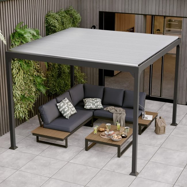 Pérgola bioclimática alumínio 3×2,98m antracite First I