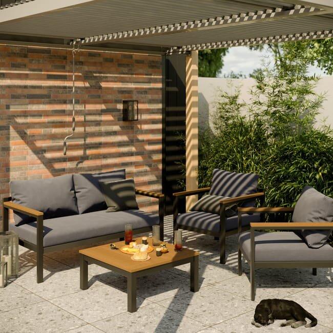 Pérgola de alumínio NATERIAL ODYSSEA 3,6X3,2M EFEITO MADEIRA