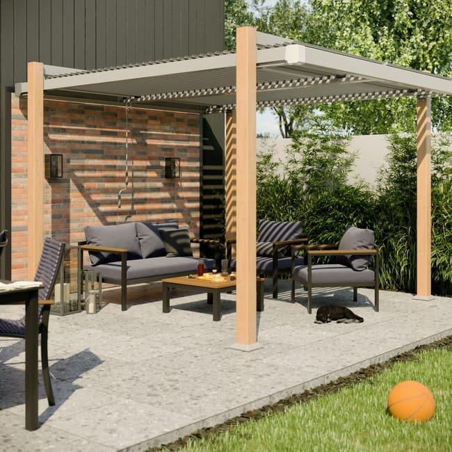 Pérgola de alumínio NATERIAL ODYSSEA 3,6X3,2M EFEITO MADEIRA
