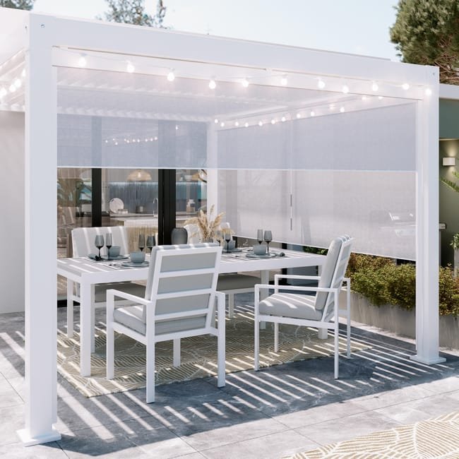 Pérgola bioclimática alumínio 3,13×3,58m branco Naterial Clima