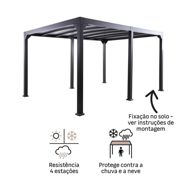 Pérgola de alumínio NATERIAL BOREA 3X4,19M CINZA