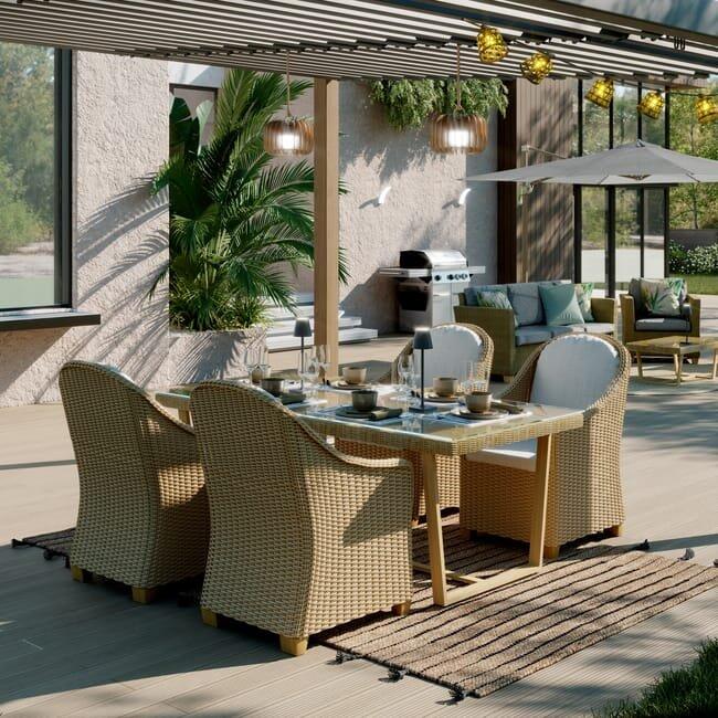 Pérgola de alumínio NATERIAL ODYSSEA 3,6X3,2M EFEITO MADEIRA