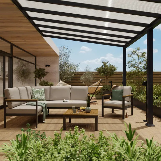 Pérgola de parede em alumínio NATERIAL BOREA 3X4,19M CINZA