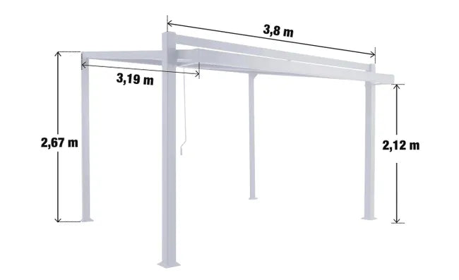Pérgola bioclima com lâminas ajustáveis 319×380 cm branco Naterial Odyssea