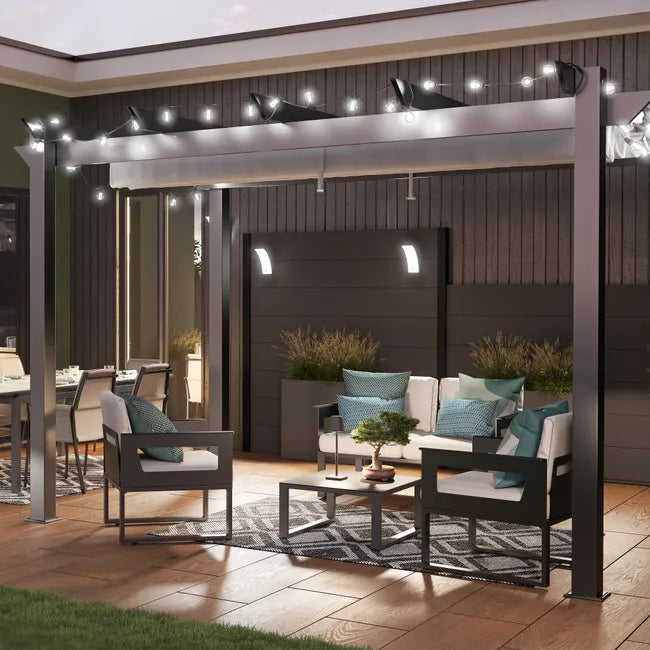 Pérgola de alumínio NATERIAL OMEGA CINZA ESCURO 2,85X4M