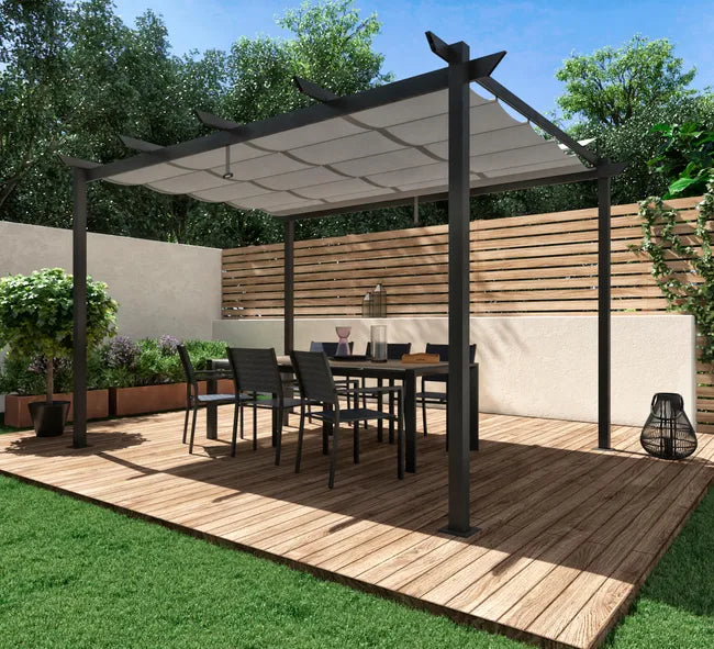 Pérgola de alumínio NATERIAL OMEGA CINZA ESCURO 2,85X4M