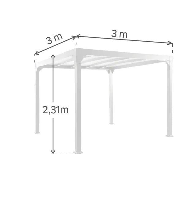 Pérgola de alumínio NATERIAL BOREA 3X3M CINZA