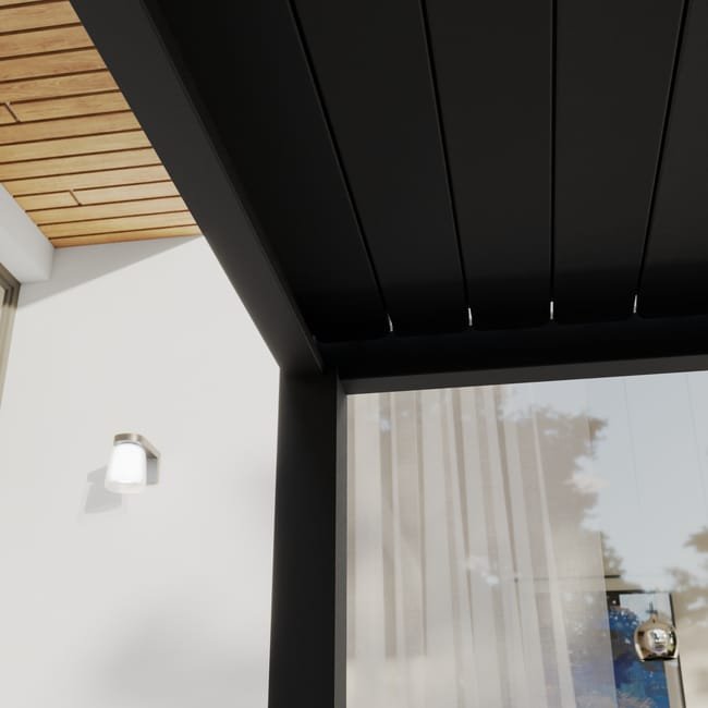 Extensão pérgola alumínio 3.6×3.6×2.5 m cinza escuro Naterial Modus Bioclimatic
