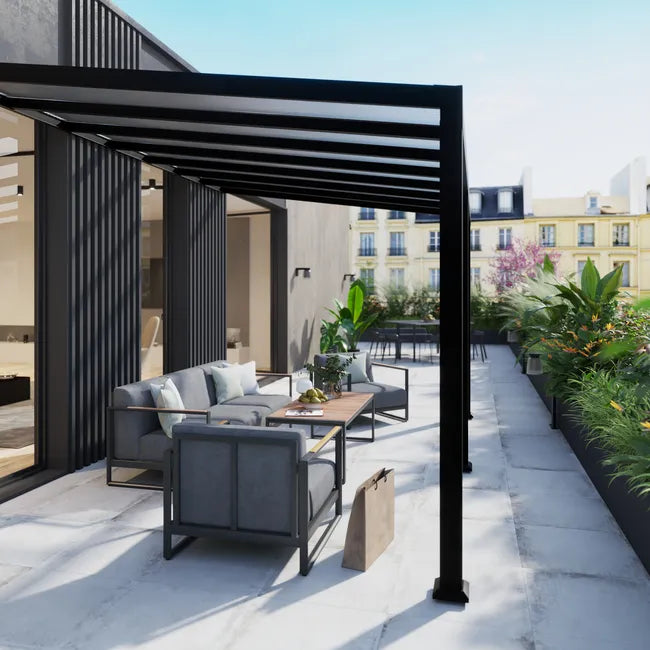 Pérgola de parede em alumínio NATERIAL BOREA 3X4,19M CINZA