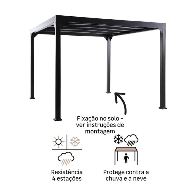 Pérgola de alumínio NATERIAL BOREA 3X3M CINZA