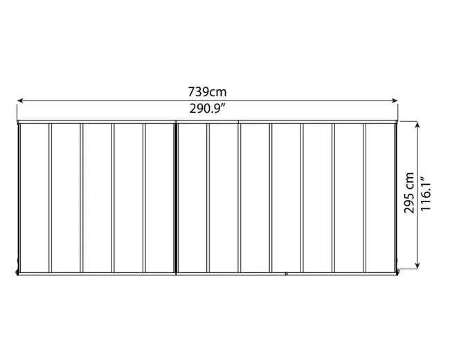 Cobertura para terraço de alumínio 739×294 cm cinza