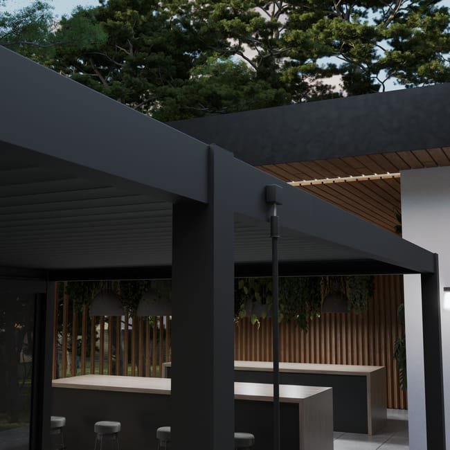 Extensão pérgola alumínio 3.6×3.6×2.5 m cinza escuro Naterial Modus Bioclimatic