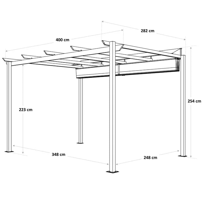 Pérgola de alumínio NATERIAL OMEGA CINZA ESCURO 2,85X4M
