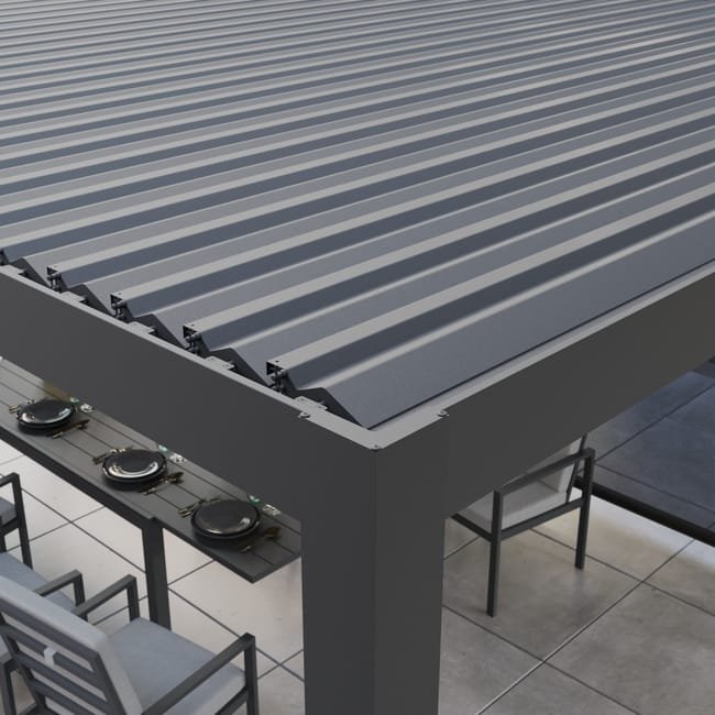 Extensão pérgola alumínio 3.6×3.6×2.5 m cinza escuro Naterial Modus Bioclimatic