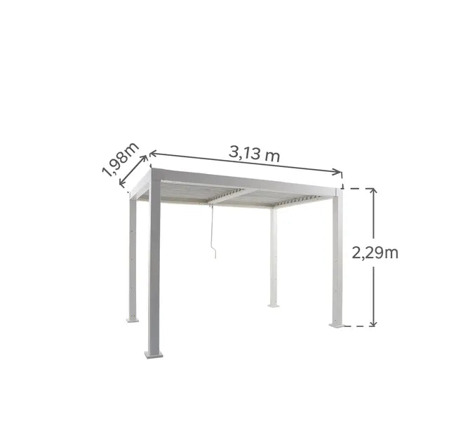 Pérgola bioclimática alumínio 3,13×1,98m branco Naterial Clima