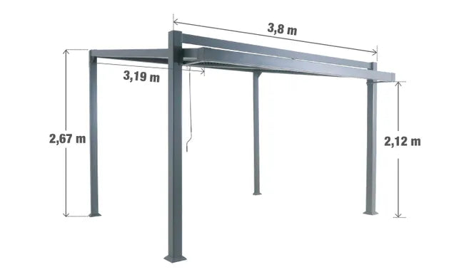 Pérgola bioclima com lâminas ajustáveis 319×380 cm cinza escuro Naterial Odyssea