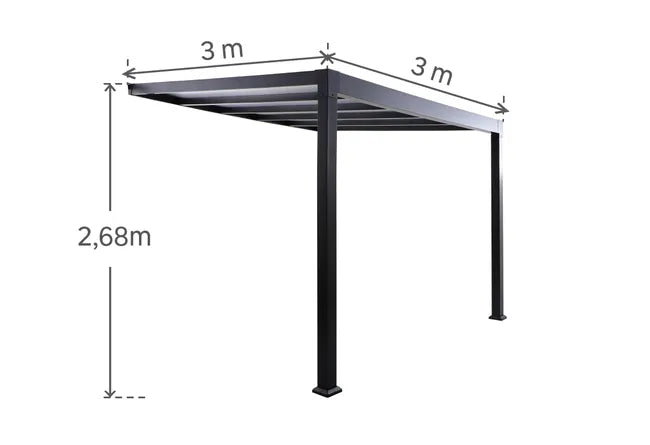 Pérgola de parede em alumínio NATERIAL BOREA 3X3M ANTRACITE