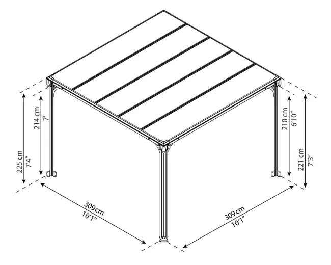 Pérgola y gazebo con cubierta de Alumínio 309cm