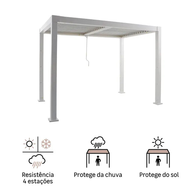 Pérgola bioclimática alumínio 3,13×1,98m branco Naterial Clima